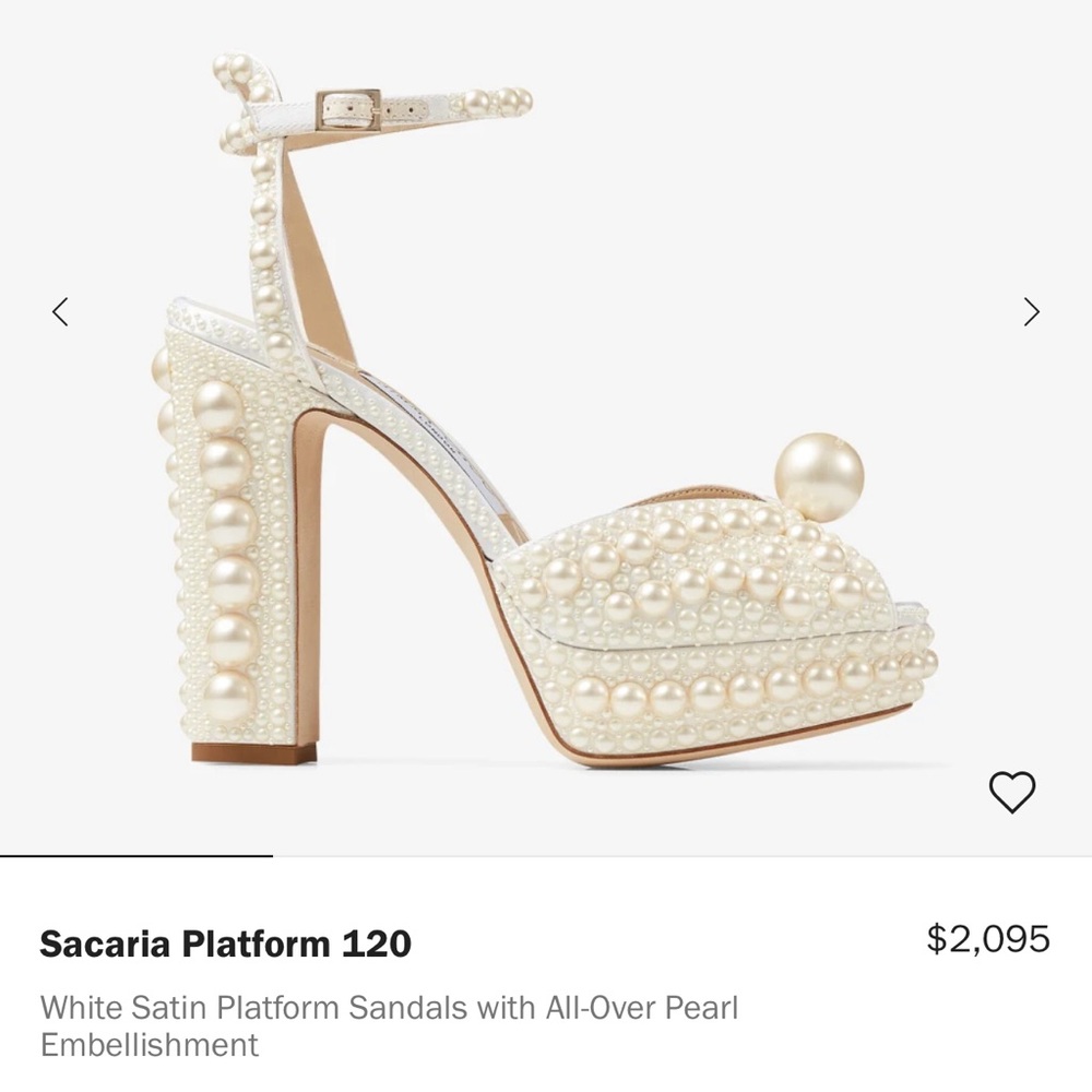 Jimmy Choo White Pearl-Embellished Platform Sandals